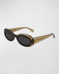 Classic Logo Acetate Oval Sunglasses