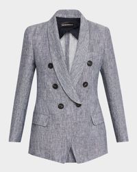 Double-Breasted Linen Chambray Blazer