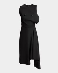 4-Button Sleeveless Asymmetric Dress