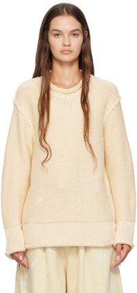 R13 Off-White Rolled Edge Sweater