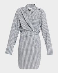 Lazul Pinstripe Wrap Shirtdress
