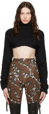 ANDREĀDAMO Black Self-Tie Turtleneck