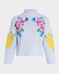 Floral Embroidered Wool-Cashmere Turtleneck Sweater