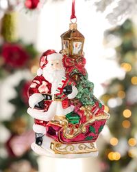 Santa with Sleigh and Lantern Christmas Ornament