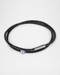 Men's Enamel Evil Eye and Sterling Silver Mini Pop Cord Bracelet
