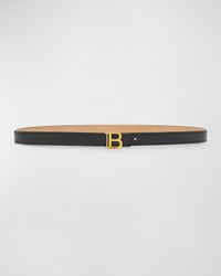 B-Monogram Leather Skinny Belt