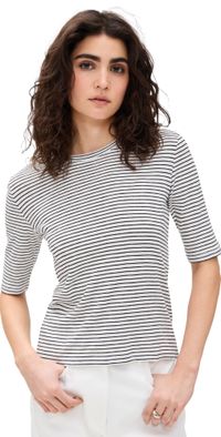 Vince Striped Elbow Sleeve Crew Tee Herbaria Combo XS