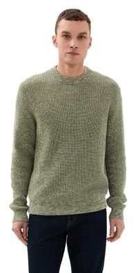 Madewell Marled Cotton Shaker Stitch Crewneck Sweater Dusty Olive L