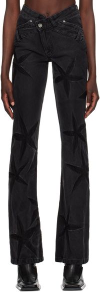 Masha Popova Black Night Flowers Jeans