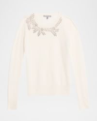 Cashmere Floral Rhinestone-Embellished Sweater