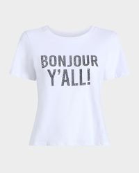 Bonjour Y'all Embellished Shrunken Tee