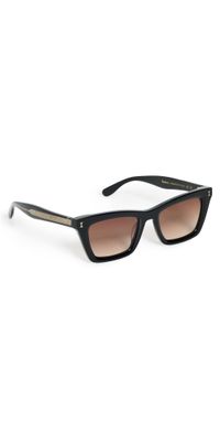 Illesteva Portugal Sunglasses Black/Gold w/ Brown Flat Grad One Size