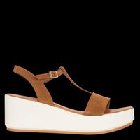 Jb Martin - Sandales compensées en cuir velours - Taille 41 - Marron
