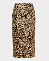 Leopard-Print Pony Hair Midi Skirt