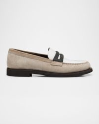 Mixed Leather Monili Penny Loafers
