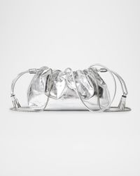 Small Ruched Metallic Leather Clutch Bag