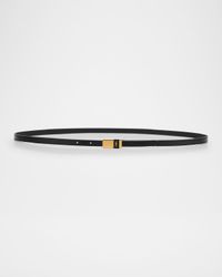 Embossed Leather Skinny Belt
