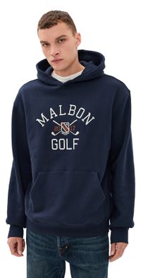 Malbon Golf Fesque Crest Hoodie Navy S