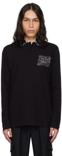 Versace Jeans Couture Black Embroidered Polo