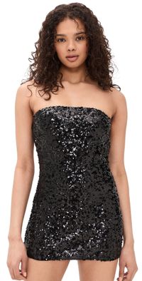 Lioness Sequin Strapless Mini Dress Noir L