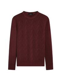 Men's Crewneck Long-Sleeve Wool Sweater - Burgundy - Size XXL