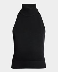 Mock-Neck Knit Halter Top