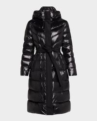 Coralia Lustrous Light Down Coat with Sash Belt