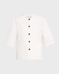 Elbow-Sleeve Stretch Twill Shirt Jacket