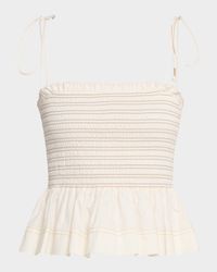 Ophelia Smocked Sleeveless Peplum Top