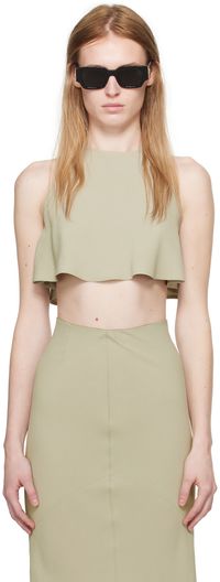 AMI Paris Green Cropped Tank Top