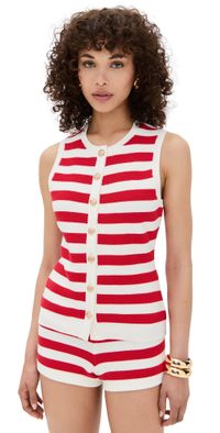 Show Me Your Mumu Devin Tank Red Stripe Delight Knit L