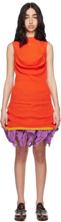 Kiko Kostadinov Orange Vecto Knit Tunic Minidress