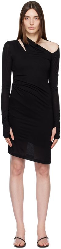 Helmut Lang Black Scala Midi Dress