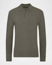 Men's Cotton Basketweave Long-Sleeve Polo Shirt