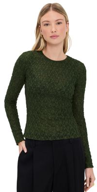 rag & bone Ellie Lace Long Sleeve Tee Army XXS