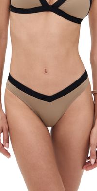 STAUD Gwen Bikini Bottoms Taupe/Black S