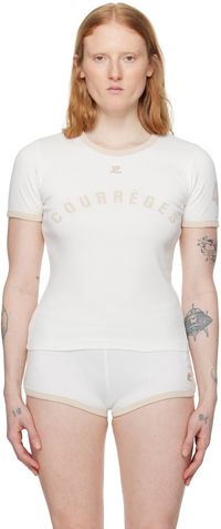 Courrèges T-shirt blanc à garnitures contrastantes