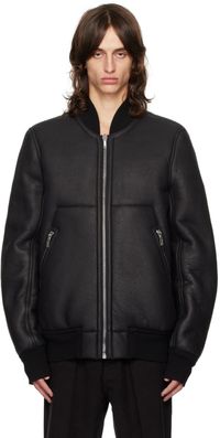 Rick Owens Black Porterville Classic Flight Reversible Leather Jacket