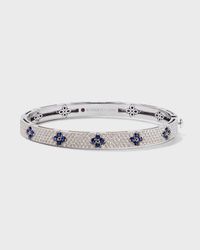 18K White Gold Diamond and Blue Sapphire Bangle