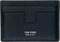 TOM FORD Navy Small Grain Leather Money Clip Card Holder