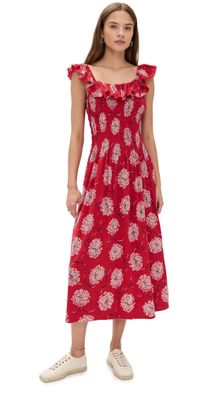THE GREAT. The Havana Dress True Red Dancing Floral 1