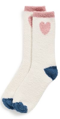 Barefoot Dreams CozyChic Color Block Heart Socks Cream Multi One Size