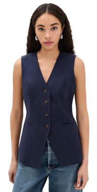 PAIGE Campanelli Vest Dark Ink Blue 10