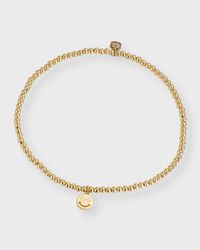 2mm Gold Bead Diamond Happy Face Charm Bracelet