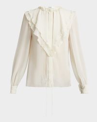 Ruffle Button-Down Silk Top