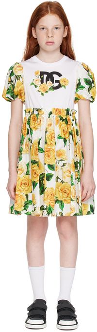 Dolce&Gabbana Enfant | Robe jaune à manches bouffantes
