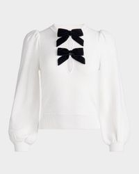 Doris Pointelle Puff-Sleeve Sweater