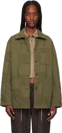 NEEDLES Khaki Coverall Ripstop Cut Jacquard Jacket