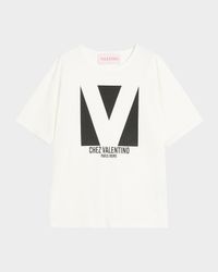 V-Logo Print Cotton Jersey T-Shirt