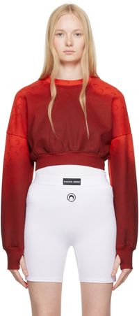 Marine Serre Red Moon Faded Fleece Cropped Sweatshirt